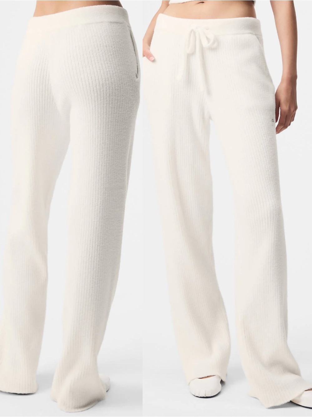 NWT Alo Yoga Snuggle Up Sweater High-Waist Wide Leg Pant Ivory